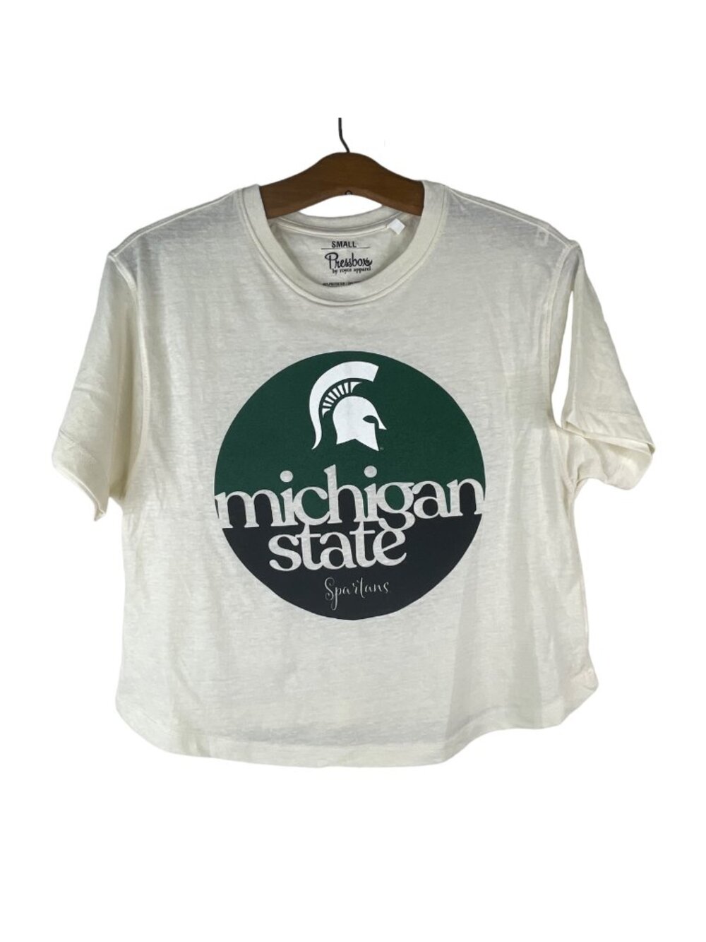 Michigan State Spartans Tshirt Small Pressbox Crop Top Crewneck Short